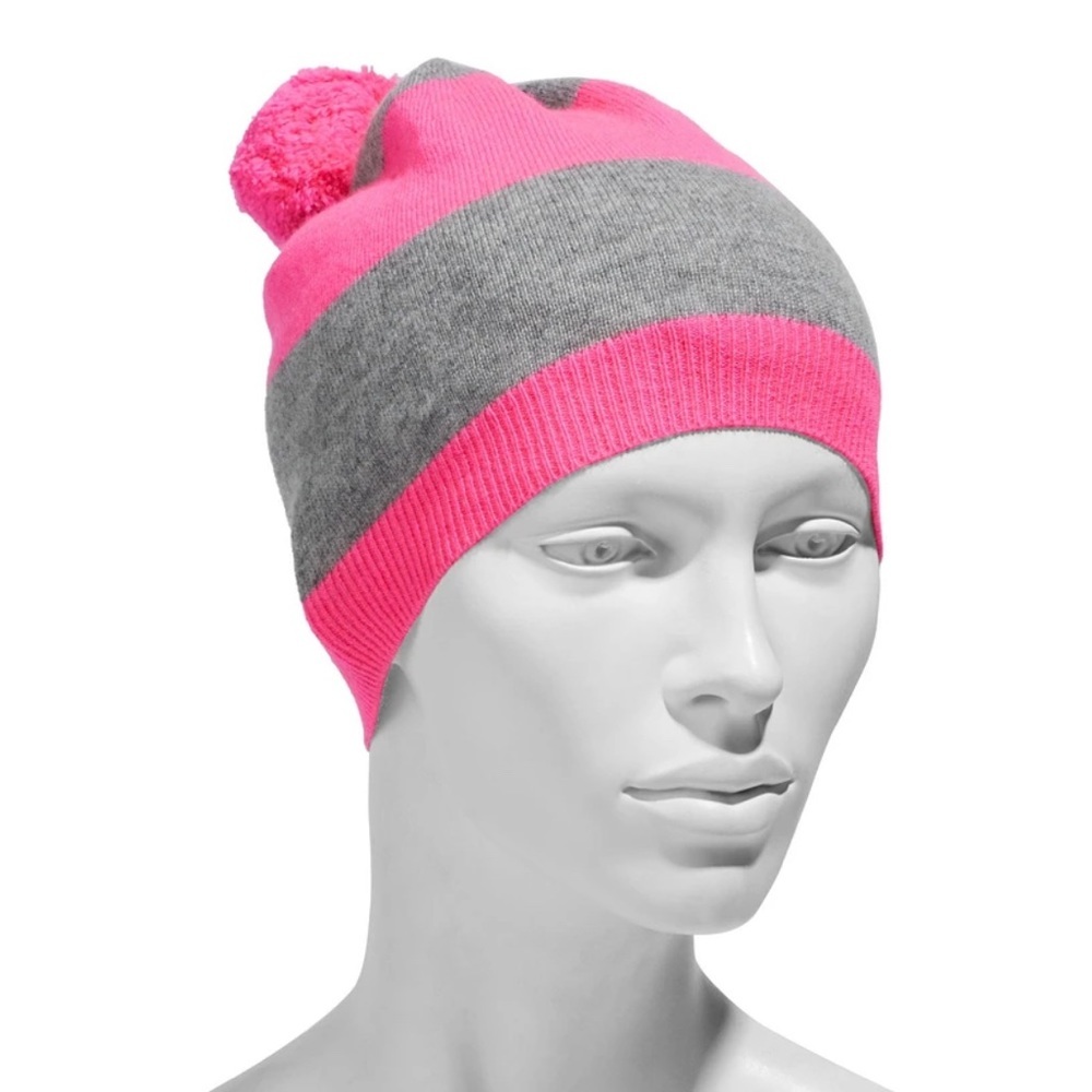 CHINTI & PARKER Pompom Striped Wool & Cashmere Blend Beanie Hat - NEW - Picture 2 of 6